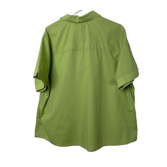 Foxcroft Womens Green Button Shirt Size 20W Wrinkle Free Short Sleeve Blouse - Picture 2 of 13